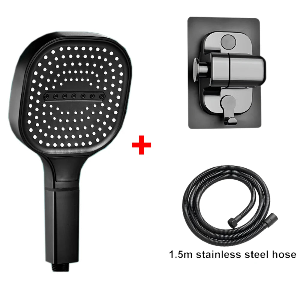 Cabezal de ducha de alta presión con Panel grande de 13CM con filtro, 3 modos, boquilla de lluvia con pulverizador de gran flujo, cabezal de ducha cuadrado para baño