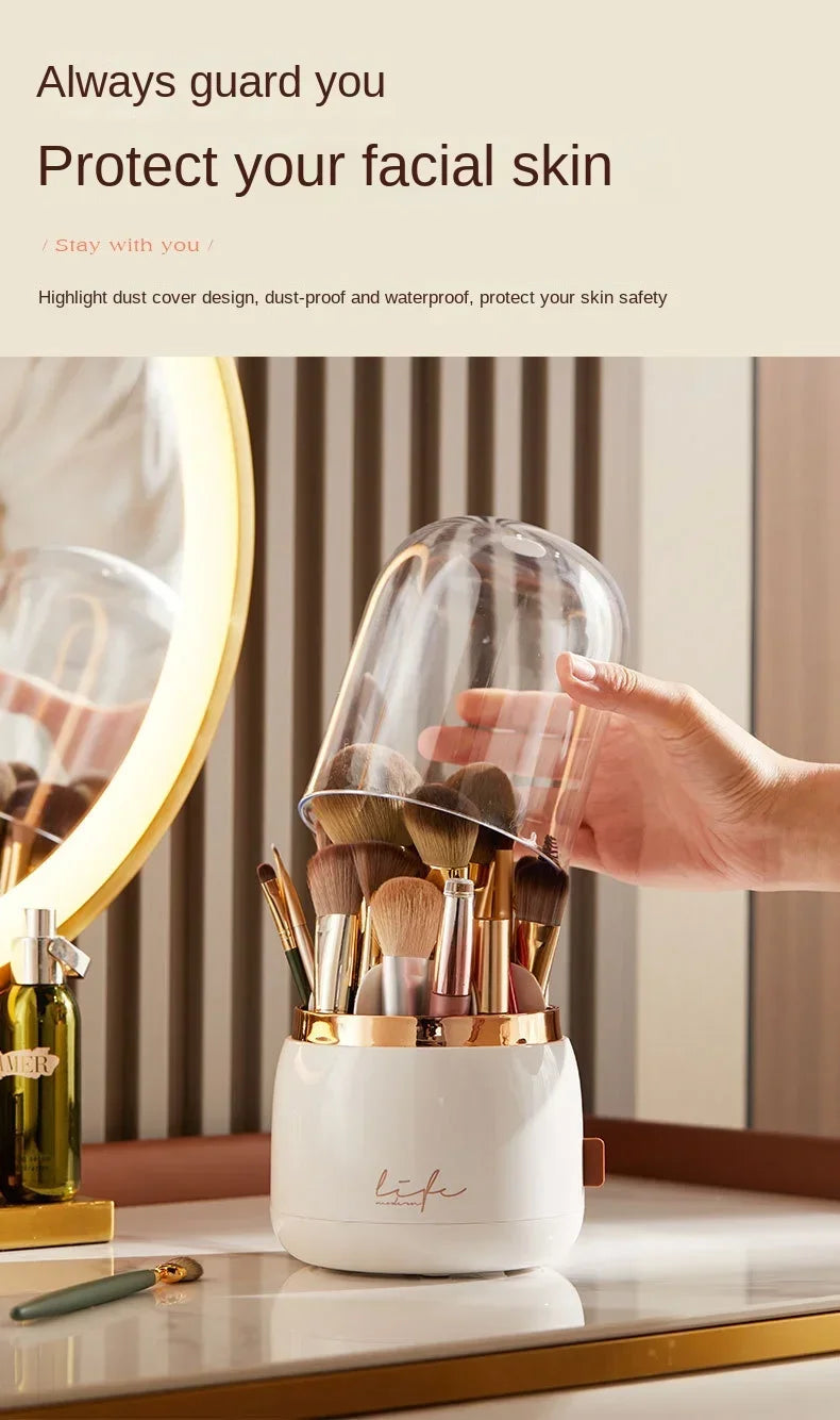 360 ° Organizador de maquillaje giratorio, soporte para brochas de maquillaje, caja de almacenamiento de cosméticos, organizador de almacenamiento de maquillaje, estuche para lápices, organizador de lápiz labial