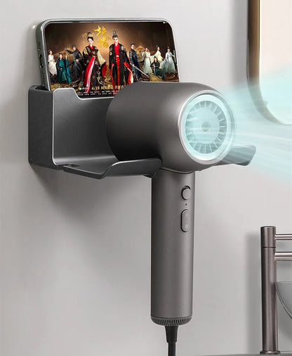 Soporte para secador de pelo montado en la pared, soporte para alisador de pelo, organizador de baño, estantes de organización de baño