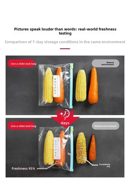 Bolsa de comida disponible en varios tamaños, bolsas Ziplock de calidad alimentaria para organización de almacenamiento de cocina, bolsa de aperitivos reutilizable de 10/15/20/45 Uds.