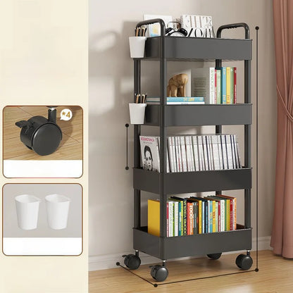 Estantería Móvil para Libros Debajo del Escritorio, Simple, para Uso Doméstico, Carrito Pequeño para Libros, Librería con Rue...