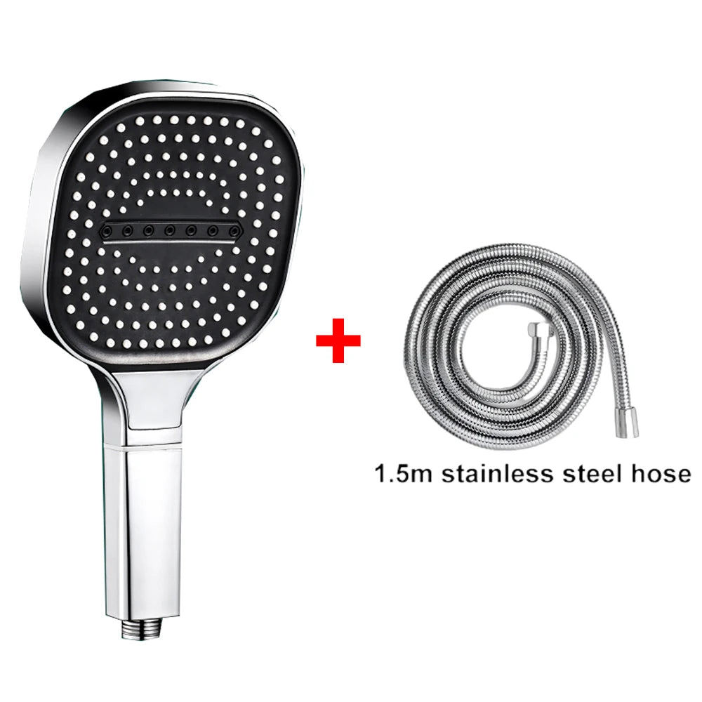 Cabezal de ducha de alta presión con Panel grande de 13CM con filtro, 3 modos, boquilla de lluvia con pulverizador de gran flujo, cabezal de ducha cuadrado para baño