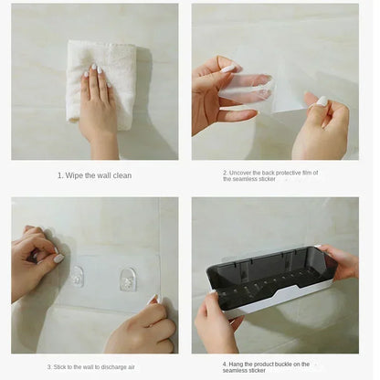 Estante organizador para baño, estante de almacenamiento para ducha, estantes de esquina negros, soporte de champú para inodoro de aluminio montado en la pared, sin taladro