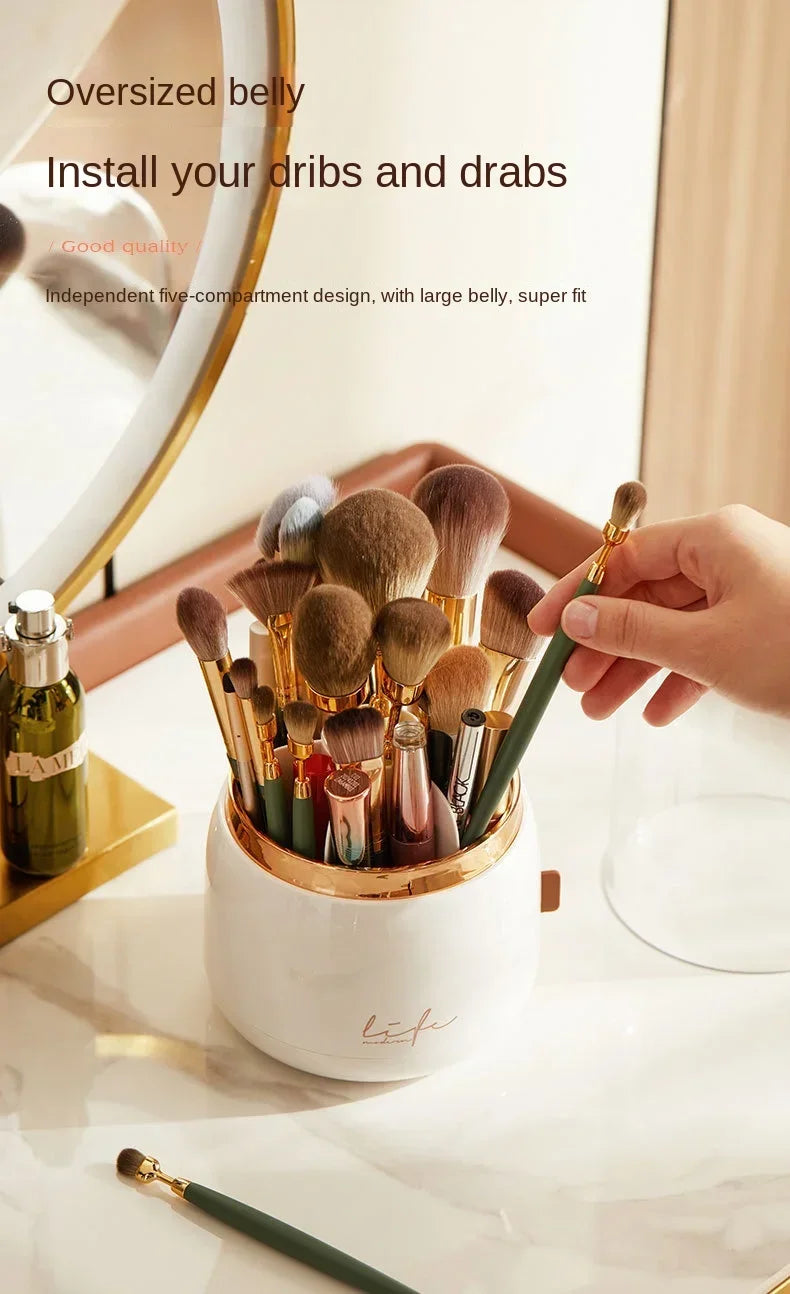360 ° Organizador de maquillaje giratorio, soporte para brochas de maquillaje, caja de almacenamiento de cosméticos, organizador de almacenamiento de maquillaje, estuche para lápices, organizador de lápiz labial