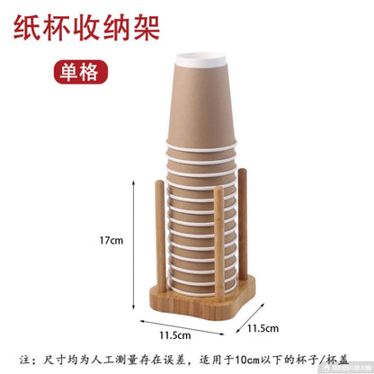 Soporte de acrílico para vasos, estante de almacenamiento de bambú, organizador de tienda de té con leche, caja de pañuelos, soporte para vasos de té con leche, soporte para servilletas