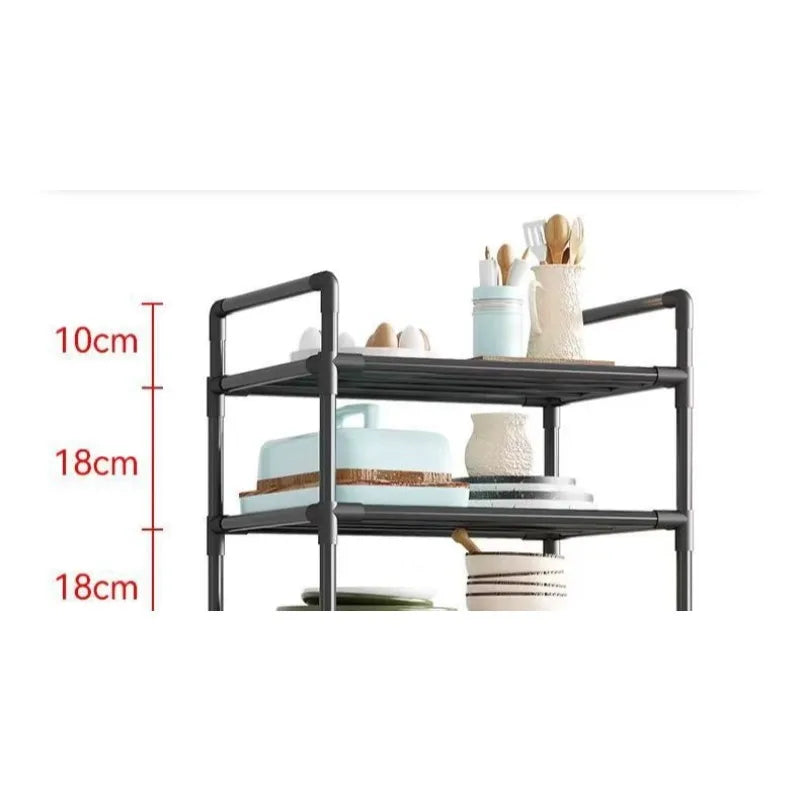 Estante de almacenamiento de cocina, estante de almacenamiento doméstico multicapa de pie, balcón móvil, estante simple multifuncional para dormitorio