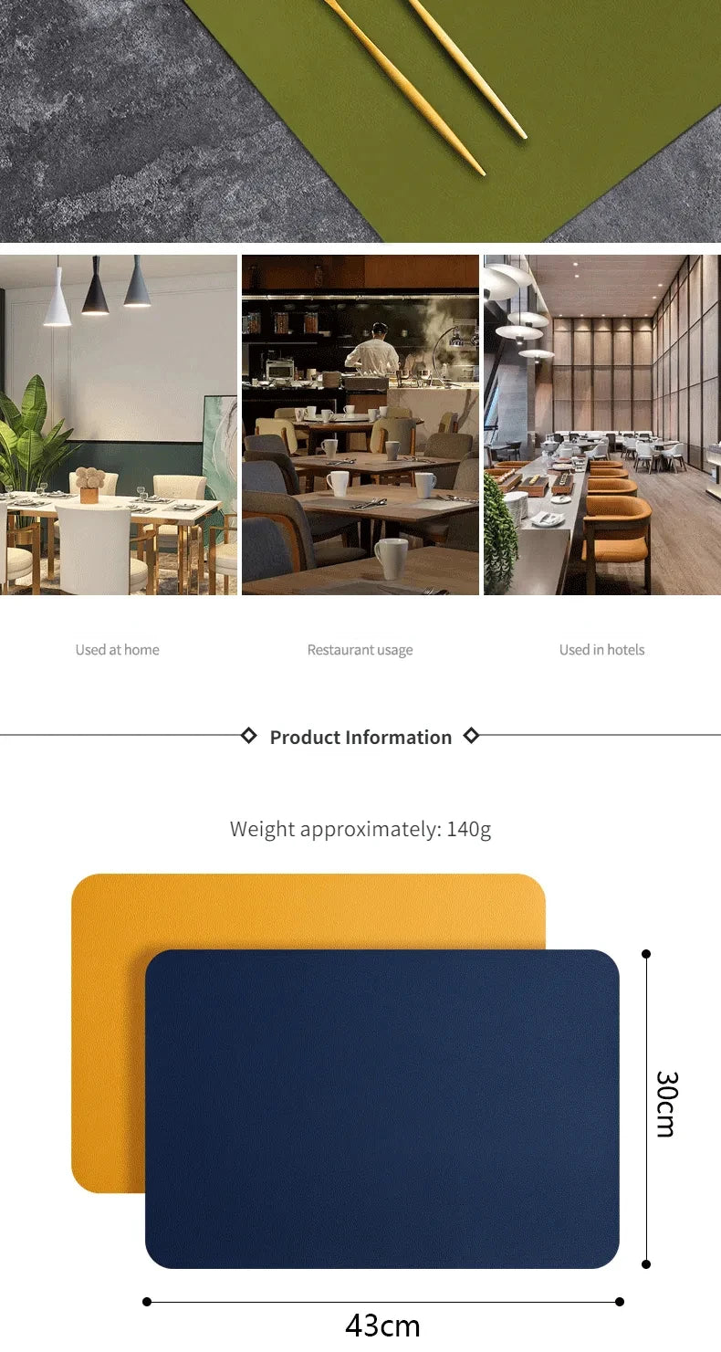 Tapete de mesa de comedor de cuero de doble cara de PVC, decoración de escritorio, tapete para platos de comedor para el hogar, tapete antideslizante para cuencos, tapete de aislamiento térmico
