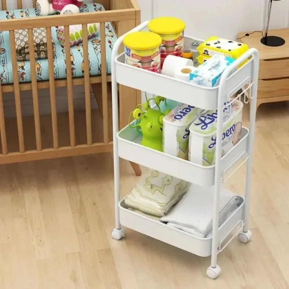 Carro de almacenamiento de estantería, carrito organizador de cocina móvil con ruedas, estantes de baño multicapa, estante de almacenamiento de aperitivos para el hogar