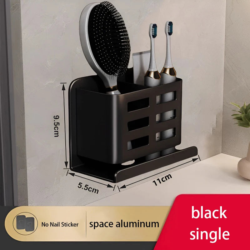 Estante de almacenamiento de peine para baño, estante de almacenamiento de pasta de dientes, sin perforaciones, montado en la pared, para cosméticos, maquinilla de afeitar