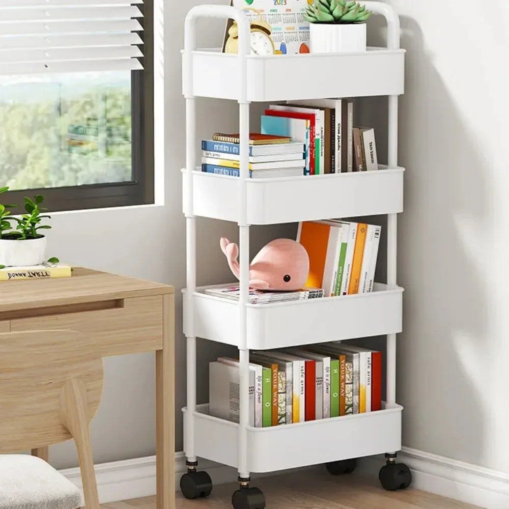 Carro de almacenamiento de estantería, carrito organizador de cocina móvil con ruedas, estantes de baño multicapa, estante de almacenamiento de aperitivos para el hogar