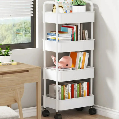 Carro de almacenamiento de estantería, carrito organizador de cocina móvil con ruedas, estantes de baño multicapa, estante de almacenamiento de aperitivos para el hogar