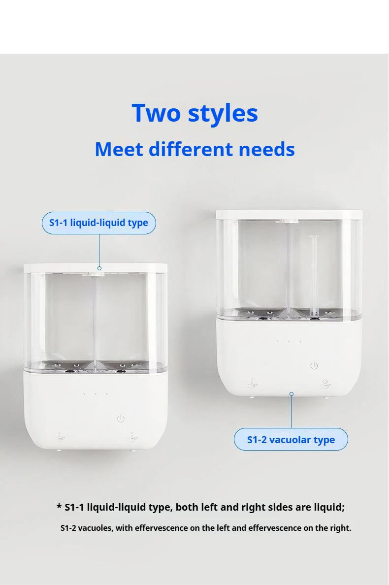 Dispensador automático de jabón de doble cabezal, dispensador de jabón líquido montado en la pared para champú/Gel de ducha/jabón para platos, baño inteligente