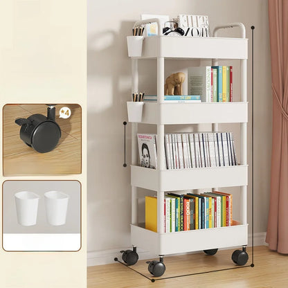 Estantería Móvil para Libros Debajo del Escritorio, Simple, para Uso Doméstico, Carrito Pequeño para Libros, Librería con Rue...