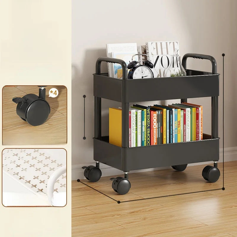 Estantería Móvil para Libros Debajo del Escritorio, Simple, para Uso Doméstico, Carrito Pequeño para Libros, Librería con Rue...