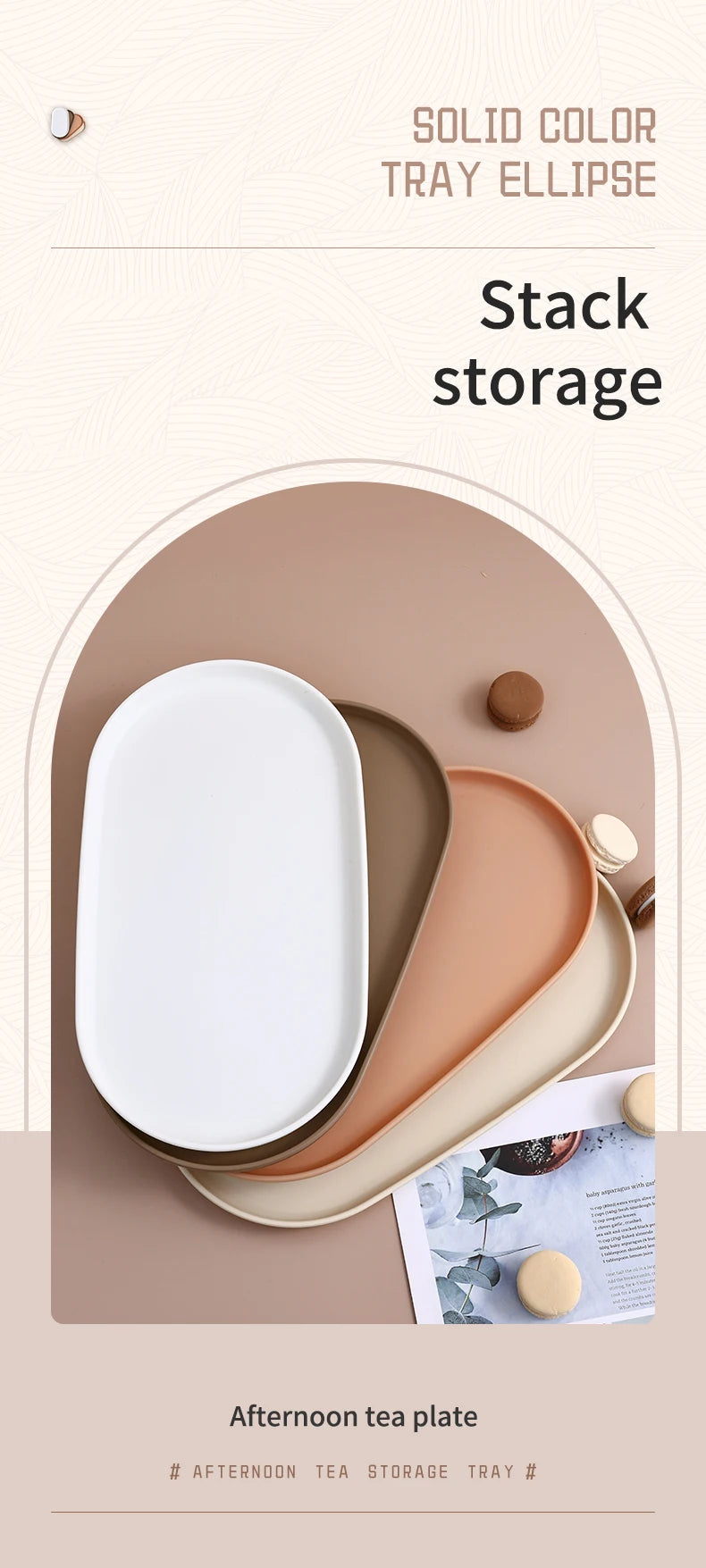 Bandeja de almacenamiento de plástico ovalada, bandeja reutilizable para servir alimentos, bandeja de fruta y postre, organizador de cocina, bandeja de exhibición de joyería multiusos