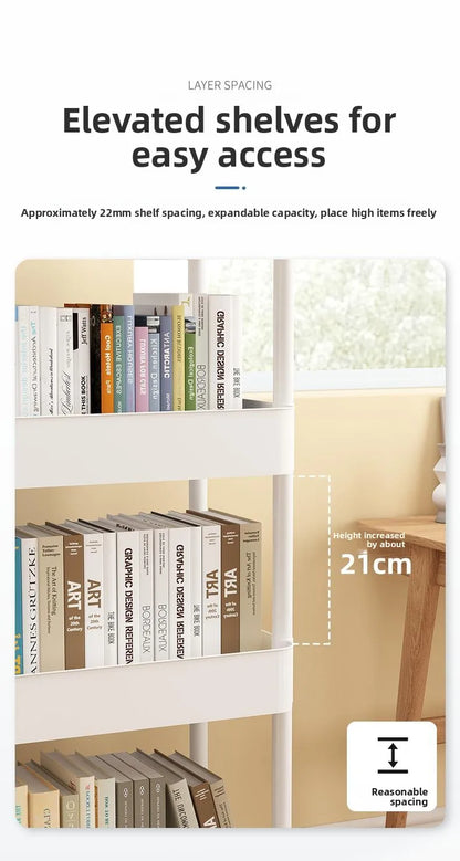 Estantería Móvil para Libros Debajo del Escritorio, Simple, para Uso Doméstico, Carrito Pequeño para Libros, Librería con Rue...