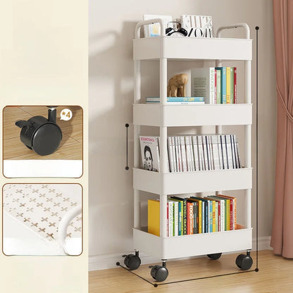 Estantería Móvil para Libros Debajo del Escritorio, Simple, para Uso Doméstico, Carrito Pequeño para Libros, Librería con Rue...
