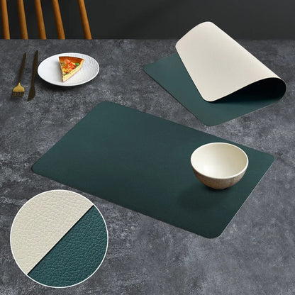 Tapete de mesa de comedor de cuero de doble cara de PVC, decoración de escritorio, tapete para platos de comedor para el hogar, tapete antideslizante para cuencos, tapete de aislamiento térmico