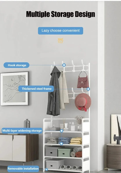 Colgador de ropa, Zapatero multicapa, puerta DIY, estante para sombreros y zapatos, organizador Simple de pie para sala de estar, estantes de almacenamiento