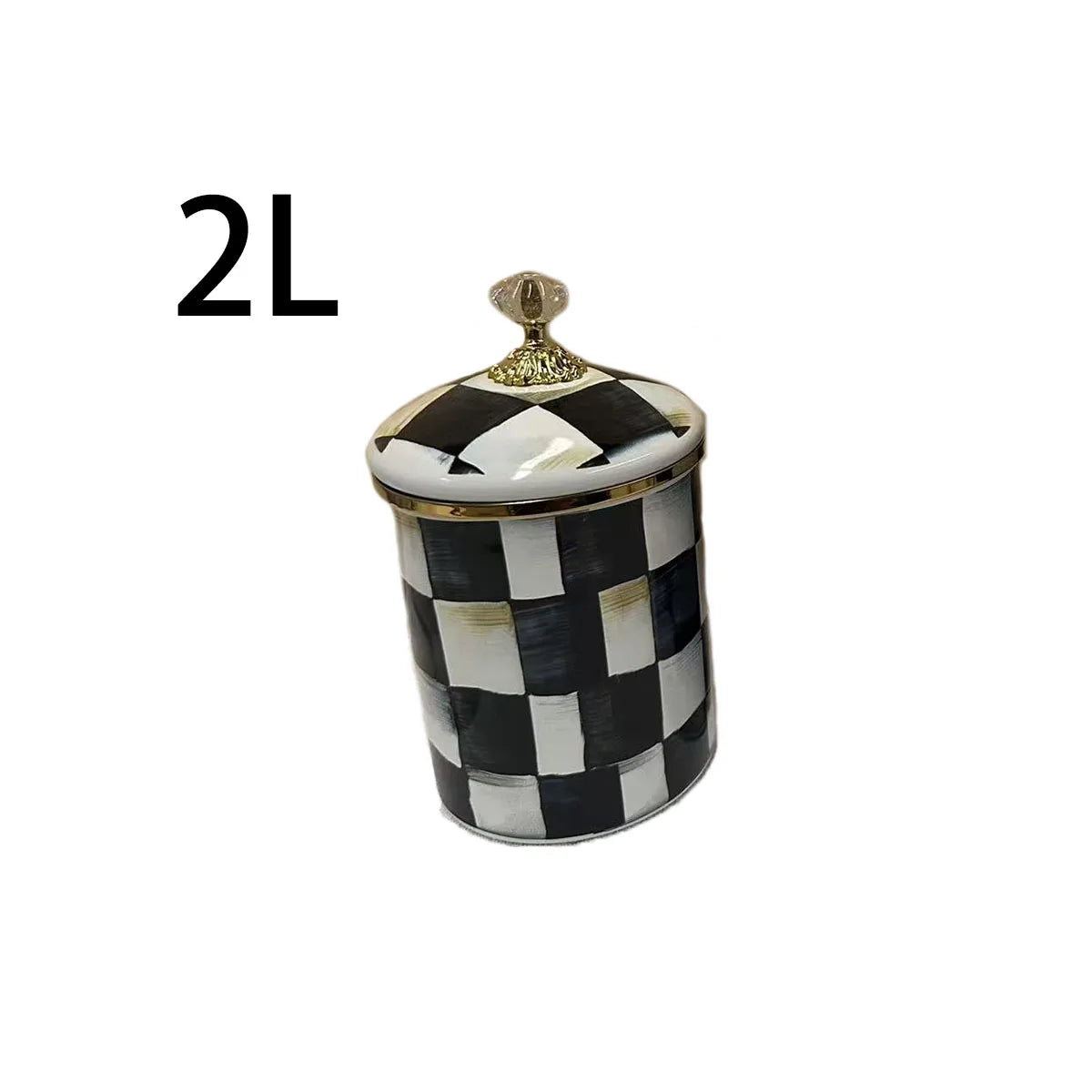 Tarro de almacenamiento clásico Retro europeo, adorno de tablero de ajedrez, contenedores de cocina esmaltados de porcelana, tarros de almacenamiento de azúcar para té y café