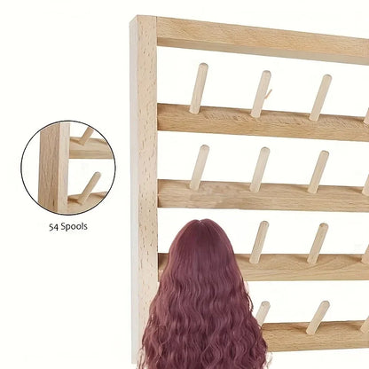 Estante de husillo para el hogar, carrete de madera para colgar en la pared, estante de hilo de coser, estante de almacenamiento, accesorios para el cabello, organizador de exhibición de peluca