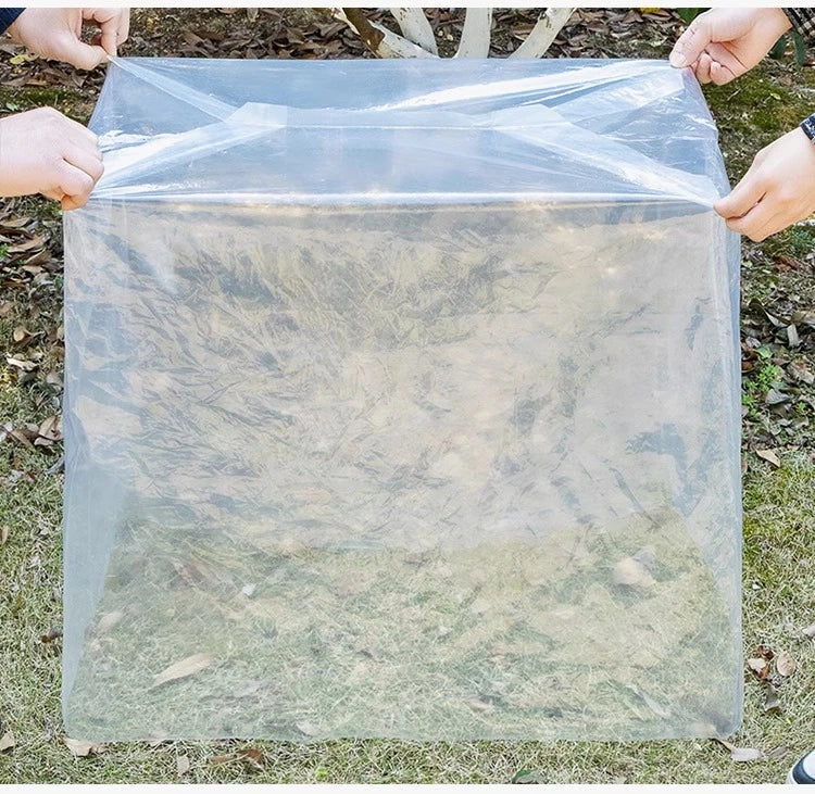 Bolsa de plástico de fondo cuadrado PE, bolsa transparente de cuatro lados, bolsa antipolvo y a prueba de humedad, paquete de plástico grande para polvo, 10 Uds.