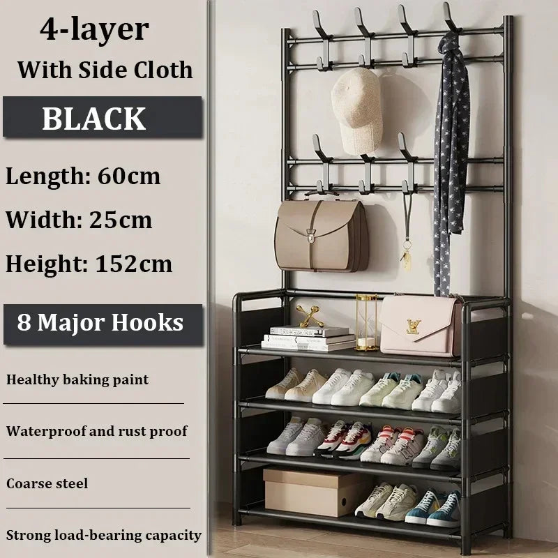 Colgador de ropa, Zapatero multicapa, puerta DIY, estante para sombreros y zapatos, organizador Simple de pie para sala de estar, estantes de almacenamiento