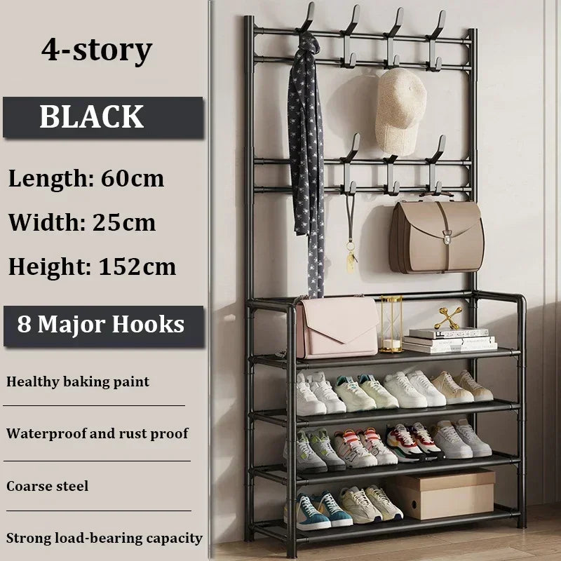 Colgador de ropa, Zapatero multicapa, puerta DIY, estante para sombreros y zapatos, organizador Simple de pie para sala de estar, estantes de almacenamiento