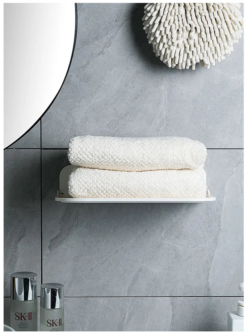 Estante de pared plegable sin perforaciones, estante flotante de plástico montado en la pared, para el hogar, baño, toalla, estante de almacenamiento de ropa