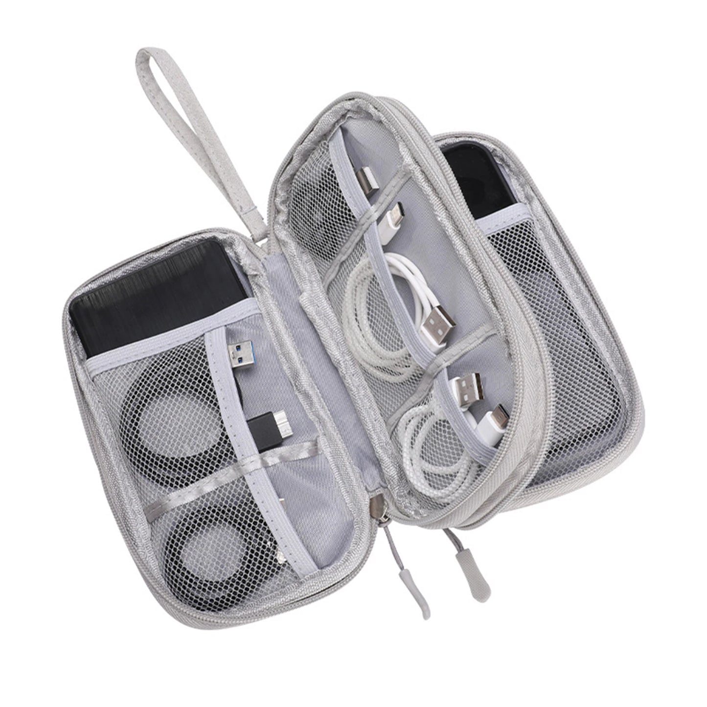 Bolsa organizadora de cables de datos, bolsa de almacenamiento de viaje, funda de accesorios electrónicos multifuncional para cargador de teléfono, Cables USB