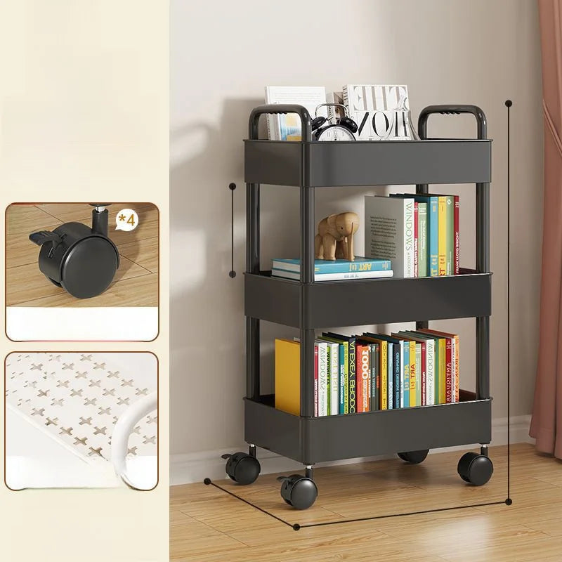 Estantería Móvil para Libros Debajo del Escritorio, Simple, para Uso Doméstico, Carrito Pequeño para Libros, Librería con Rue...