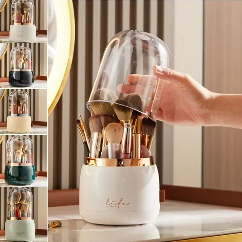 360 ° Organizador de maquillaje giratorio, soporte para brochas de maquillaje, caja de almacenamiento de cosméticos, organizador de almacenamiento de maquillaje, estuche para lápices, organizador de lápiz labial