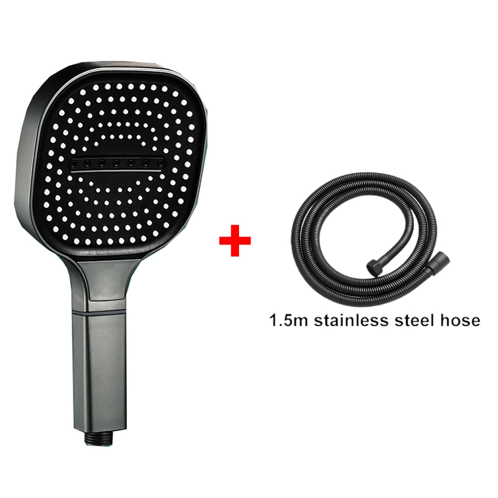 Cabezal de ducha de alta presión con Panel grande de 13CM con filtro, 3 modos, boquilla de lluvia con pulverizador de gran flujo, cabezal de ducha cuadrado para baño