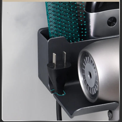 Soporte para secador de pelo montado en la pared, soporte para alisador de pelo, organizador de baño, estantes de organización de baño