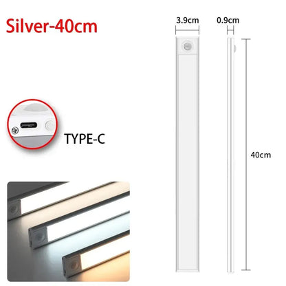 Luz LED con Sensor de movimiento, luz nocturna inalámbrica USB para debajo del gabinete, cocina, dormitorio, armario, Sensor, iluminación interior