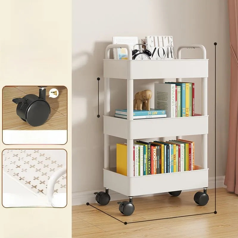 Estantería Móvil para Libros Debajo del Escritorio, Simple, para Uso Doméstico, Carrito Pequeño para Libros, Librería con Rue...
