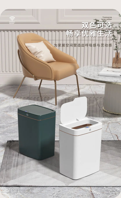 Cubo de basura inteligente de 15L, contenedor automático con Sensor sin contacto, impermeable, inodoro, para baño, cocina, dormitorio, cesta de basura moderna
