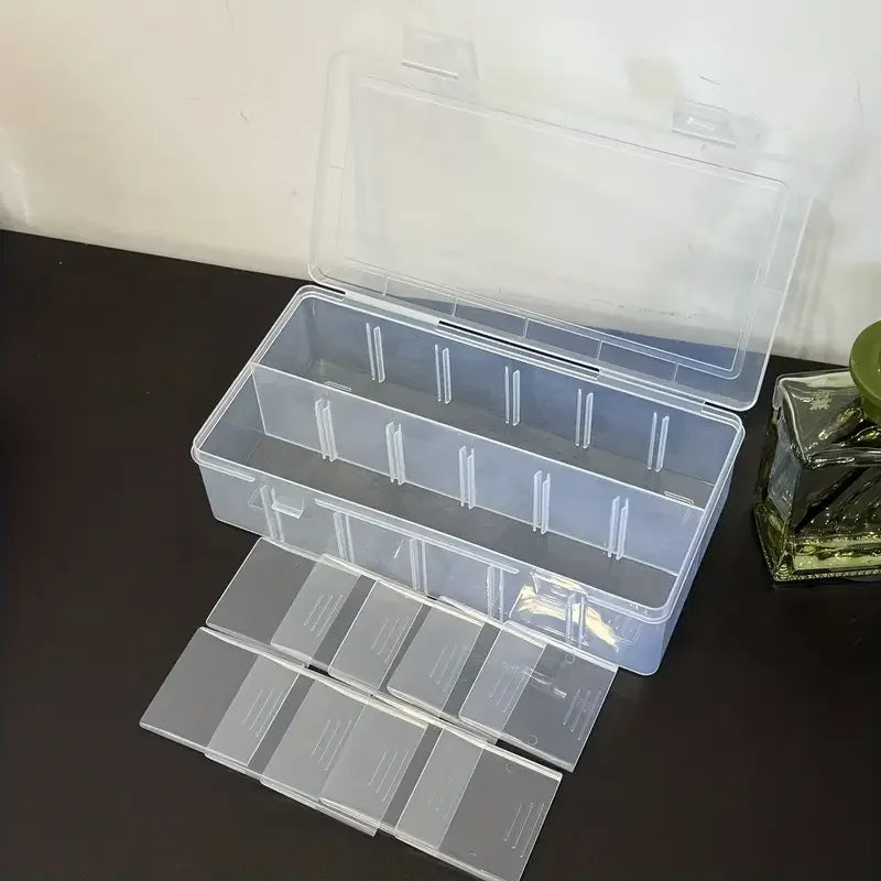 Caja de almacenamiento de joyería desmontable, pendientes, papelería, escritorio, a prueba de polvo, accesorio de plástico transparente, clasificación, 12 rejillas, 1 ud.
