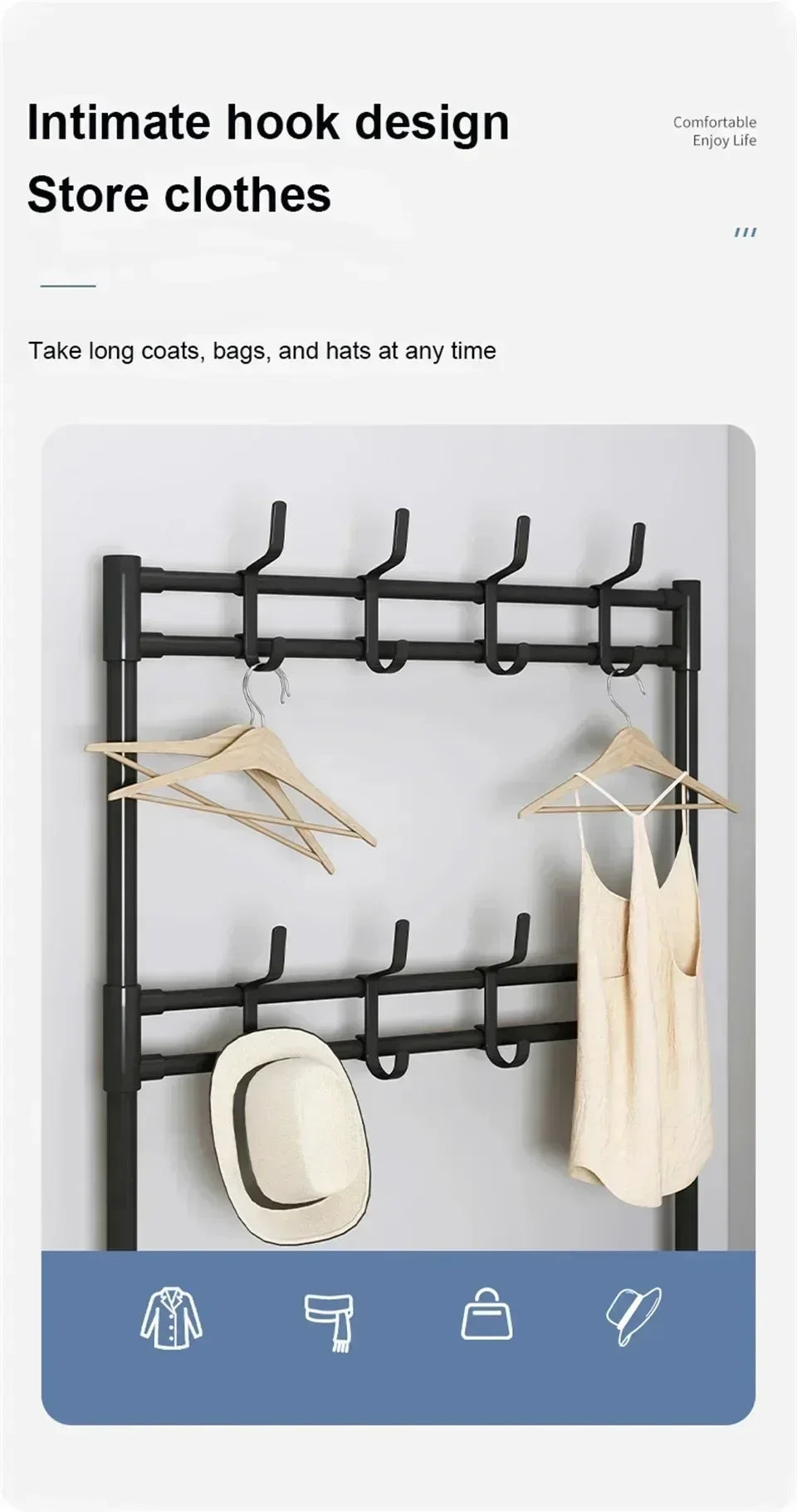 Colgador de ropa, Zapatero multicapa, puerta DIY, estante para sombreros y zapatos, organizador Simple de pie para sala de estar, estantes de almacenamiento