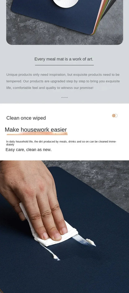 Tapete de mesa de comedor de cuero de doble cara de PVC, decoración de escritorio, tapete para platos de comedor para el hogar, tapete antideslizante para cuencos, tapete de aislamiento térmico