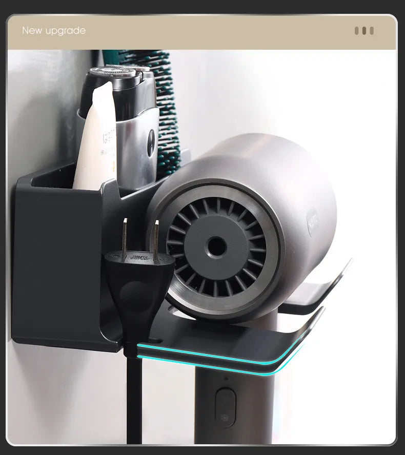 Soporte para secador de pelo montado en la pared, soporte para alisador de pelo, organizador de baño, estantes de organización de baño