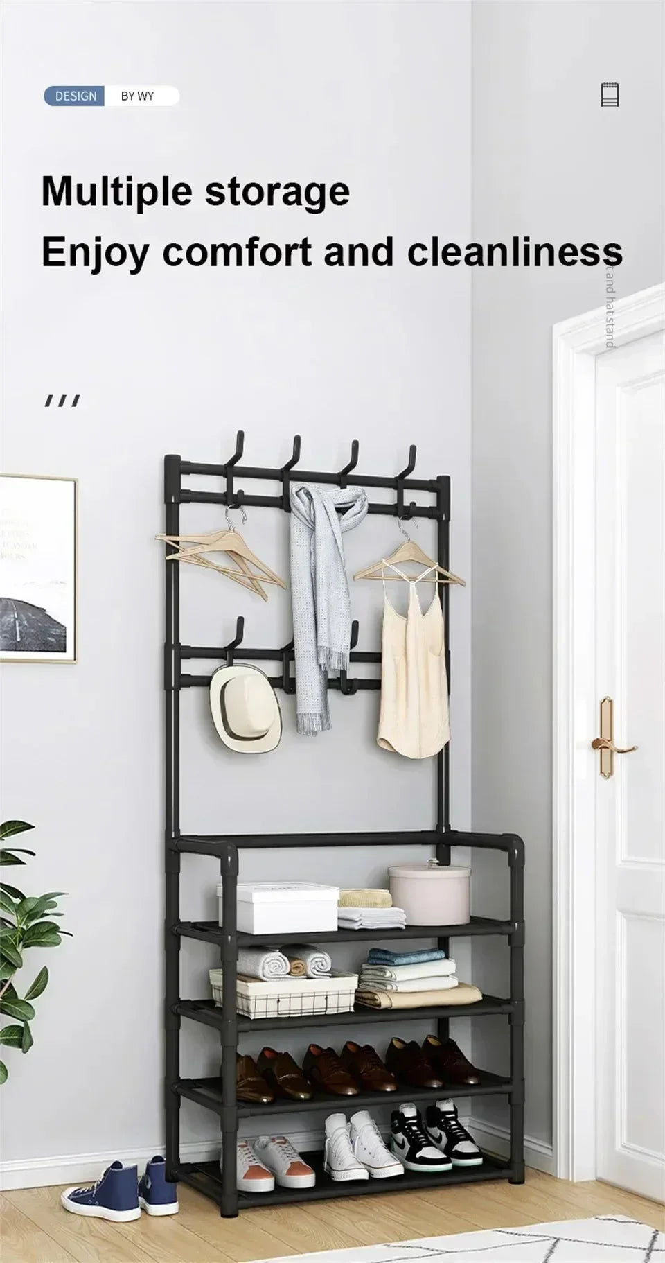 Colgador de ropa, Zapatero multicapa, puerta DIY, estante para sombreros y zapatos, organizador Simple de pie para sala de estar, estantes de almacenamiento