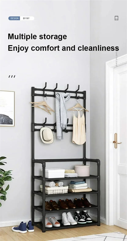 Colgador de ropa, Zapatero multicapa, puerta DIY, estante para sombreros y zapatos, organizador Simple de pie para sala de estar, estantes de almacenamiento