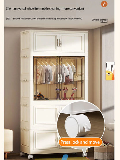 Gabinete de almacenamiento, caja de almacenamiento plegable para el hogar, sala de estar, gabinete de juguetes, estante de almacenamiento, gabinete de aperitivos, almacenamiento de cocina sin instalación