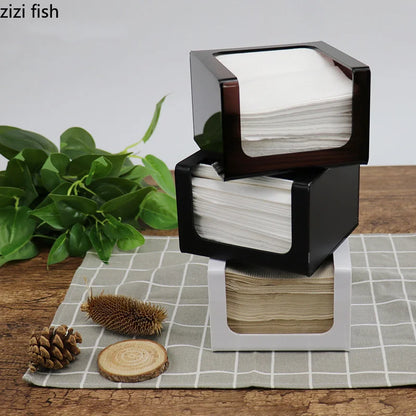 Soporte de acrílico para vasos, estante de almacenamiento de bambú, organizador de tienda de té con leche, caja de pañuelos, soporte para vasos de té con leche, soporte para servilletas