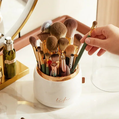 360 ° Organizador de maquillaje giratorio, soporte para brochas de maquillaje, caja de almacenamiento de cosméticos, organizador de almacenamiento de maquillaje, estuche para lápices, organizador de lápiz labial