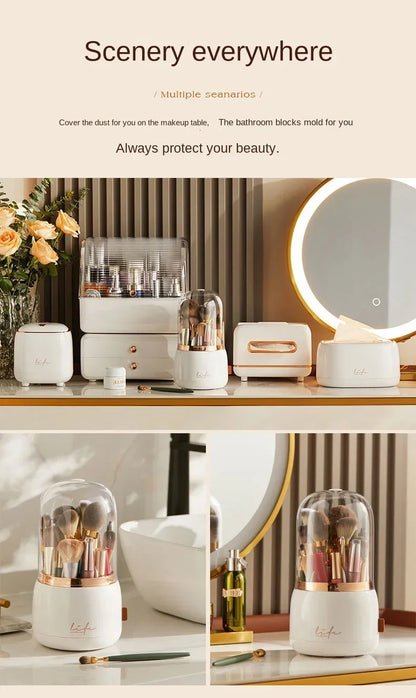360 ° Organizador de maquillaje giratorio, soporte para brochas de maquillaje, caja de almacenamiento de cosméticos, organizador de almacenamiento de maquillaje, estuche para lápices, organizador de lápiz labial