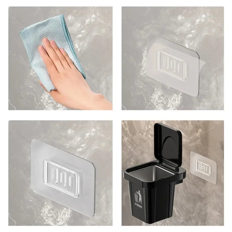 Cenicero colgante de pared de acero inoxidable con tapa, cubo de basura en forma de baño, sala de estar, decoración de baño sin perforaciones a prueba de cenizas