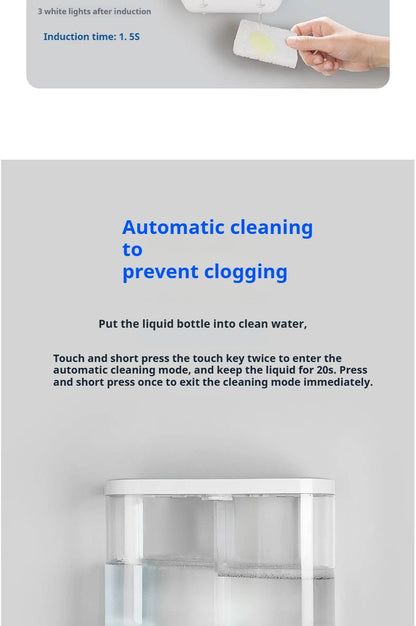 Dispensador automático de jabón de doble cabezal, dispensador de jabón líquido montado en la pared para champú/Gel de ducha/jabón para platos, baño inteligente