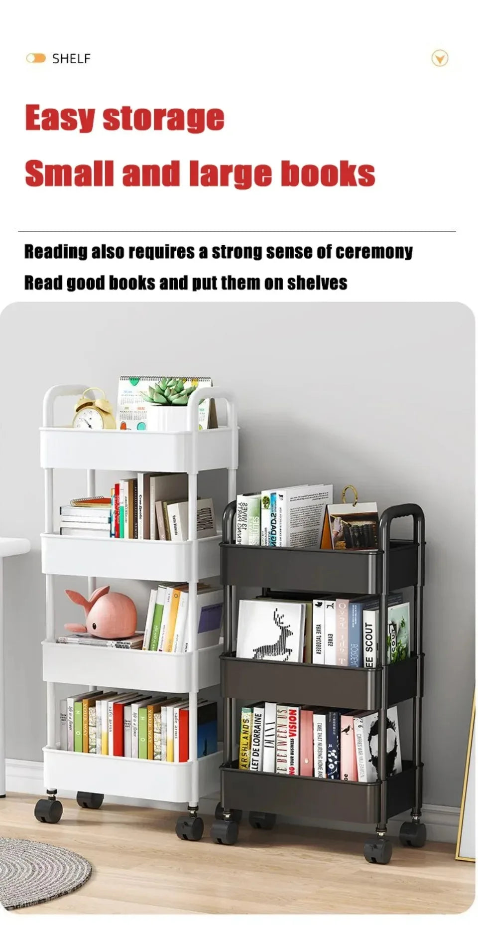 Carro de almacenamiento de estantería, carrito organizador de cocina móvil con ruedas, estantes de baño multicapa, estante de almacenamiento de aperitivos para el hogar